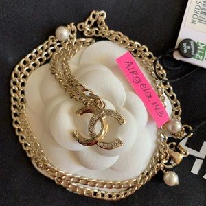 CHANEL Gold Necklace with Pearl Accents